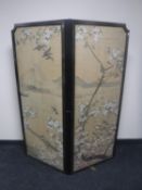 An ebonised Chinese two-fold screen