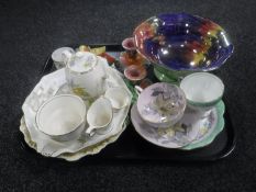 A tray of Royal Winton tea for one, Maling storm bowl,