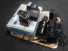 A tray of boxed Olympia NK 5050 digital camera, Zenit camera,