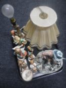 A tray of Spanish figure, six assorted Goebel and German figures (a/f),