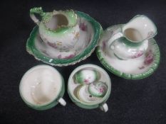Nine pieces of Victorian pottery - two wash jugs, three basins, two chamber pots,