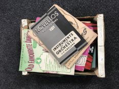 A box of sheet music