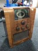 A walnut cased Art Deco valve radio by Invicta