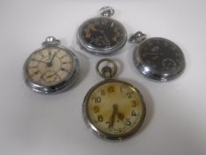 Four military pocket watches to include Waltham, Services Army etc.