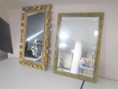 An ornate gilt framed mirror together with a rectangular gilt framed mirror