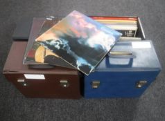 Four cases of LP records; three containing classical on HMV Decca labels,