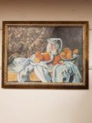 An Artagraph edition - Still life of pottery with fruit, framed.