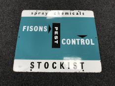 A twentieth century enamelled sign - Fisons pest control spray chemicals stockist,