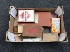A box of vintage board games