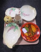 A tray of Poole plate, five Carlton ware dishes,