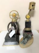 Three twentieth century racing trophies together with a bronze figure of a sphinx on marble base