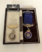 Two silver Masonic medals