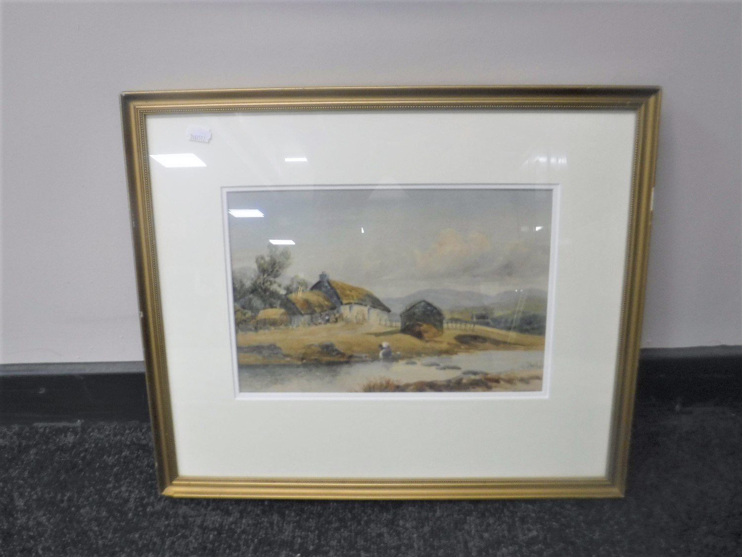 A gilt framed watercolour of lady washing at a stream, by E.W. - Image 2 of 2