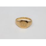 An 18ct gold signet ring CONDITION REPORT: Shank slightly misshapen. 6.7g.