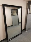A Victorian style black framed overmantel mirror 105 cm x 167 cm