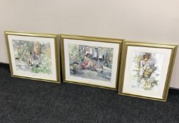 Three gilt framed Gordon King prints