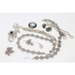 A good collection of silver and white metal jewellery, marcasite, filigree bracelet etc.