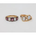 A Victorian garnet and opal set ring,