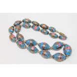 An Edwardian blue glass beaded necklace,