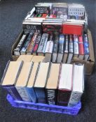 Two boxes and crate of contemporary hardback books; Espionage,