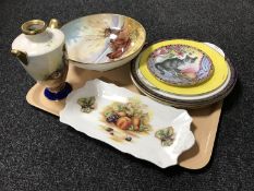 A tray of Aynsley china to include a red grouse bowl by M.