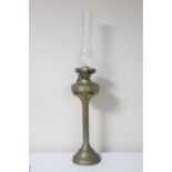 A Victorian duplex twin burner oil lamp with glass chimney CONDITION REPORT: There