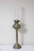 A Victorian duplex twin burner oil lamp with glass chimney CONDITION REPORT: There