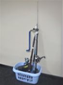 A basket containing beech caster fishing rod together with a Vigor LN70FD reel, two further rods,