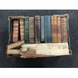 A box of antique volumes including Lancashire Sketches by Edwin Waugs,