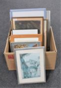 A box containing fifteen miscellaneous 20'th Century pictures and prints.