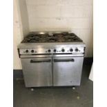 A Falcon Dominator stainless steel six burner double oven