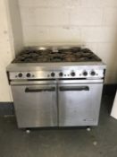 A Falcon Dominator stainless steel six burner double oven