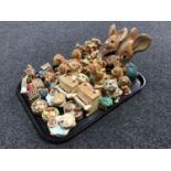 A tray of twenty-two assorted Pendelfin rabbit and dog figures together with seven further