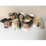 Seven small Royal Doulton character jugs to include Athos, Regency Bean,