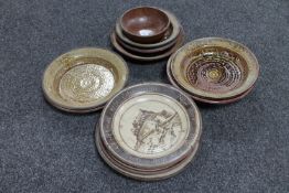Donald James White : Eleven miscellaneous pottery plates and bowls.
