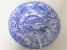 A Maling North East Coast Industries Exhibition 1929 blue and white wall plate CONDITION