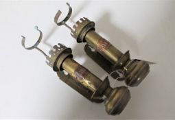 A pair of brass G W R carriage wall lamps