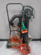 A Qualcast Panther 30 lawn mower together with a Black and Decker GT350 hedge trimmer and a GW150