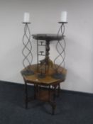 An octagonal mahogany occasional table together with an Italianate wine table,