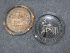 Two Eastern brass plaques