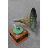 An early twentieth century Edison Bell table topped gramophone with horn