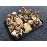 A tray of fourteen assorted Pendelfin figures and groups