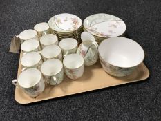 A tray of thirty-six pieces of Bodley Hanley floral bone china