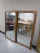 Two pine framed overmantel mirrors