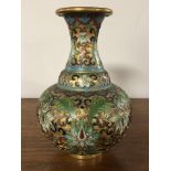 A Chinese cloisonne vase with flower and leaf decoration,