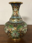 A Chinese cloisonne vase with flower and leaf decoration,