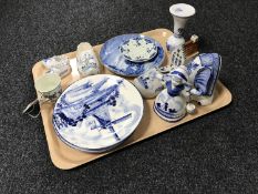 A tray of Delft china