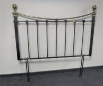 A Victorian style metal and brass 4'6 headboard