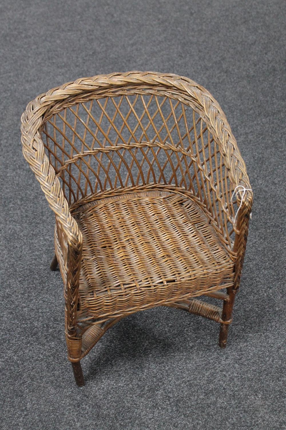 A child's wicker chair