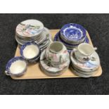 A tray of part Japanese tea service,